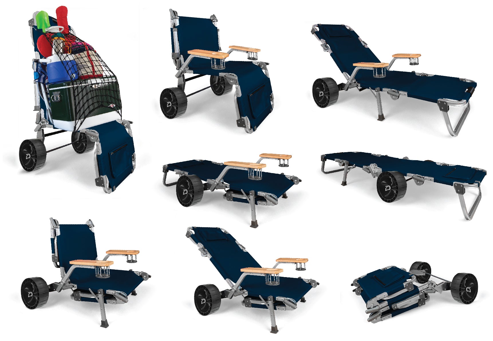 Beach Wagon Folding with Large Sand Wheels Heavy Duty Collapsible Cart with Patent Pending Beach Chair Holder Great for Ocean, Camping and Fishing –